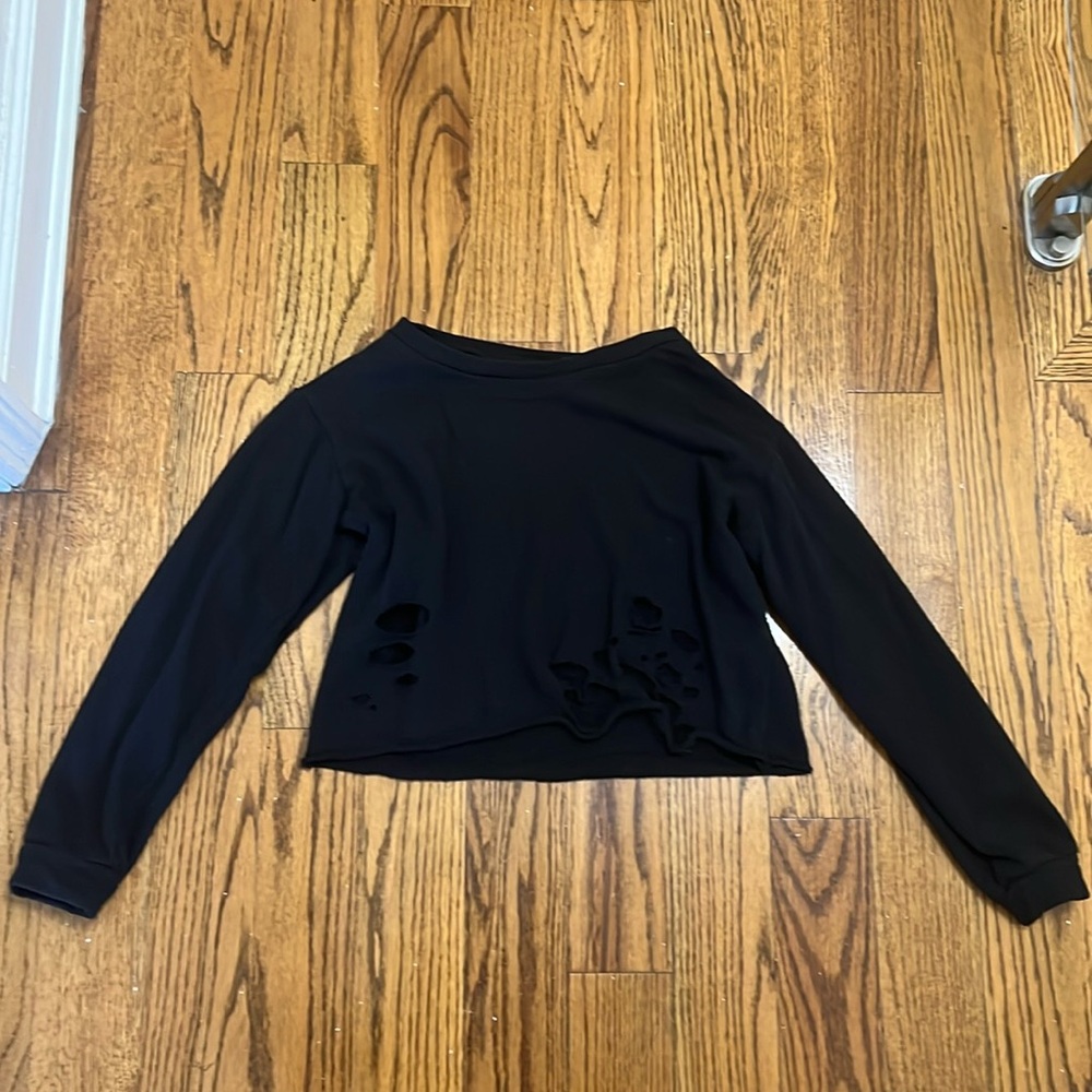 Girls Slashed Crop Sweater